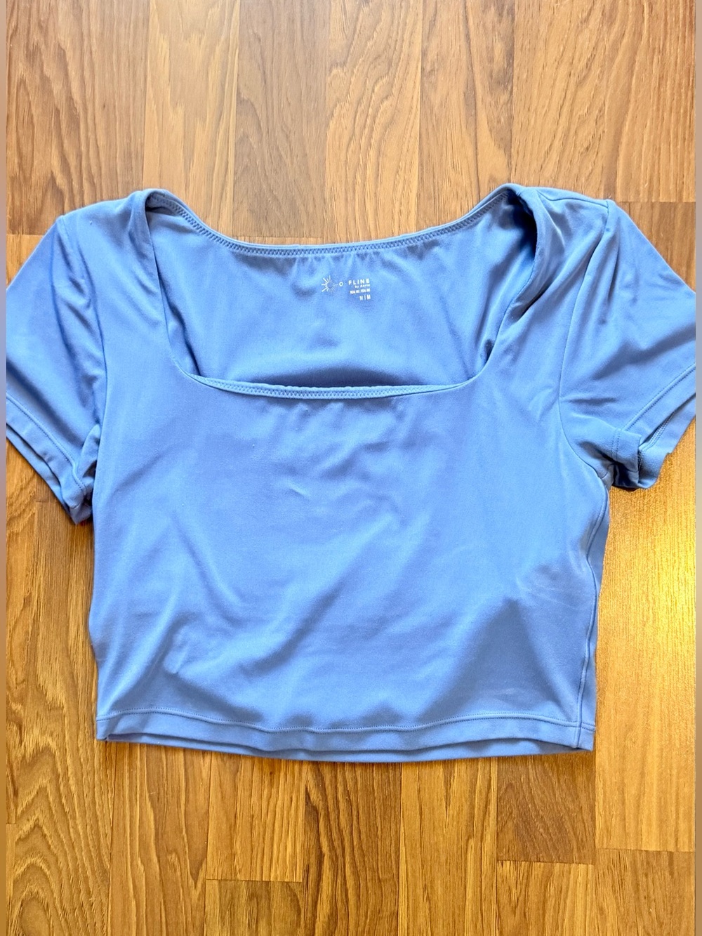 aerie Soft Blue Square Neck Crop Top